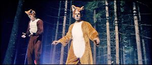 Funny brothers, Norwegian TV hosts, Bard, right and Vegard Ylvisaker, known as Ylvis, prance about in fox suits in their video, ‘The Fox (What Does the Fox Say?).’