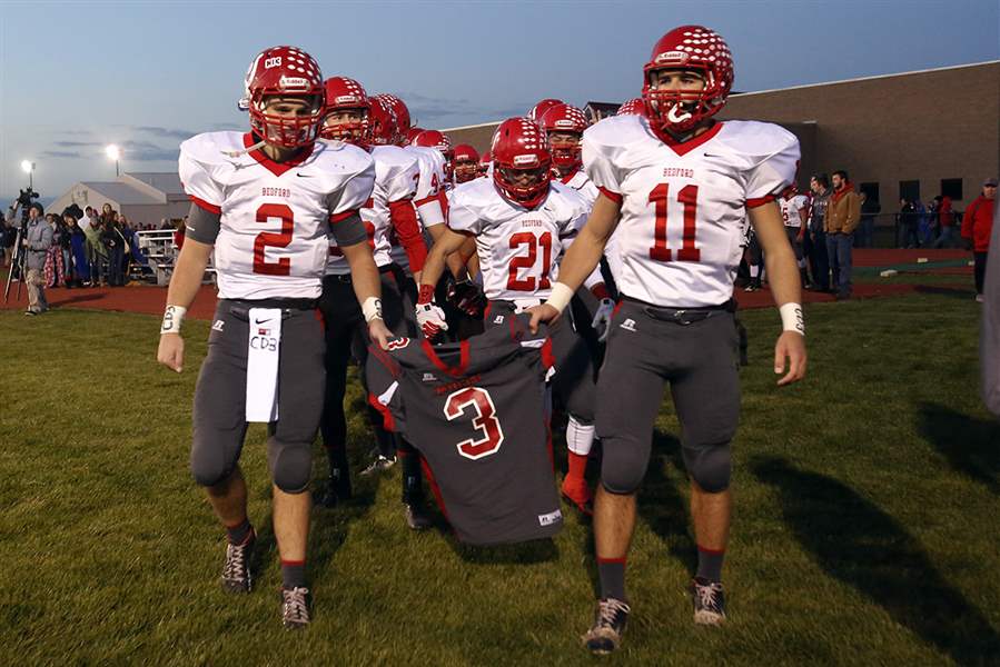 Bedford studentathlete Colton Durbin mourned during football game