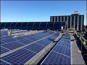 The 494 solar panels on Murray & Murray’s roof cost $370,000, but is to be paid off in five years because of tax credits and incentives.