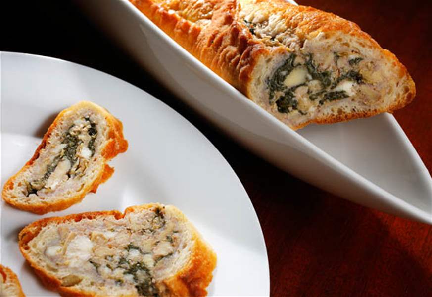 Spinach-and-artichoke-stuffed-baguette-slices