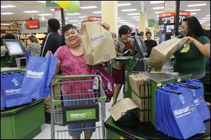 Costumers shop at a new Walmart in Los Angele in September.