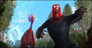 Reggie, voiced by Owen Wilson, left, and Jake, voiced by Woody Harrelson, in a scene from the animated film 
