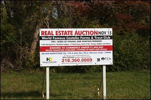 A sign advertising the auction sits at the corner of the Castalia Farms property, at the junction of Heywood and Prairie roads.