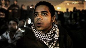 This image from video released by Noujaim Films shows Egyptian activist Ahmed Hassan in a scene from the documentary 