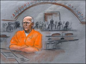 In this courtroom sketch, James 
