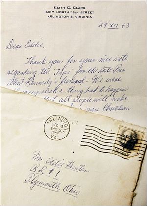 Although deluged with mail nationwide, Army bugler Keith Clark wrote this letter back to Ed  — known then as Eddie — Hunter.