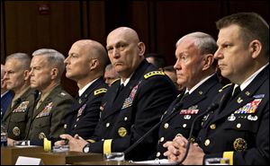 Military leaders testify at a Senate Armed Services Committee hearing earlier this year.
