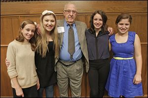 Bobby Kaplan pictured with his granddaughters Eleanor Byers, 11, left, Lilly Kaplan, 16, Abby Byers, 22, and Sadie Kaplan, 14, Novmeber 13, 2013 during the CASA Evening of Celebration and Hope at the Toledo Club.