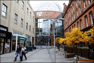 A view of the Victoria Square Shopping complex in the centre of Belfast, Northern Ireland.