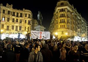 Secular Egyptian activists protest in Talaat Harb Square in Downtown, Cairo, Egypt, Tuesday.