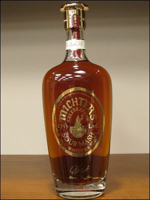 A bottle of Michter’s Celebration Sour Mash in Louisville, Ky. Whiskey fans are angling to snatch up limited stocks of Michter’s Celebration Sour Mash Whiskey for nearly $4,000 per bottle. Shots won’t come cheap, either, fetching an expected $350 a pop.