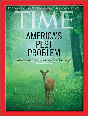 The cover story for Time magazine from Dec. 9 focuses on the need for more hunting overpopulated species.