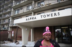 Donetta Hayes, a resident at the Alpha Towers housing complex near downtown Toledo, described her frustration at being barred from the building.
