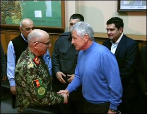 Secretary Hagel made a stop in Afghanistan during his six-day trip to the Middle East.  