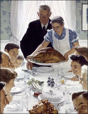 FUD Norman Rockwell. Freedom from Want, 1942. Lent by the Norman Rockwell Museum, Norman Rockwell Art Collection Trust. Â© SEPS by Curtis Licensing. All Rights Reserved. Images courtesy of Art Institute of Chicago. NOT A BLADE PHOTO