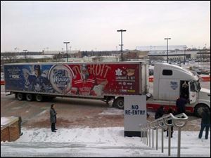 Winter Classic truck outside Michigan Stadium in Ann Arbor.