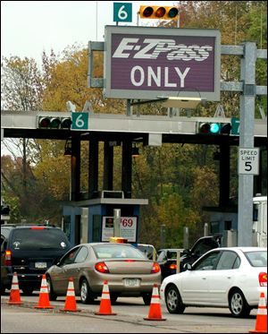 E-ZPass sign at a toll booth.