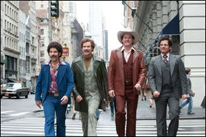 From left, Paul Rudd is Brian Fantana, Will Ferrell is Ron Burgundy, David Koechner is Champ Kind and Steve Carell is Brick Tamland in a scene from 