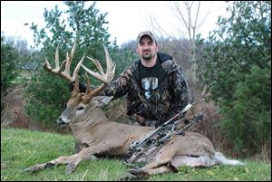 Shawn Evangelista of Geneva harvested this 24-point buck while bow hunting in Harpersfield Township in Ashtabula County in late November. He had been stalking the big buck for three years.