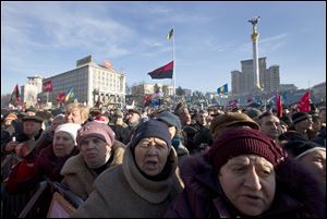 Pro-European Union activists gather Sunday in Independence Square in Kiev, Ukraine.