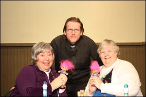 The Village Players’ production of ‘Queen of Bingo’ stars, from left,  Pam Kelso as Sis, Eric Simpson as Father Mac, and Nancy Janney as Babe.