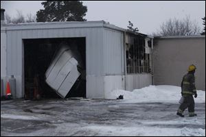 A fire broke out maintenance garage for Pike Delta York School District Thursday, Jan. 2, 2014, in Delta. 
