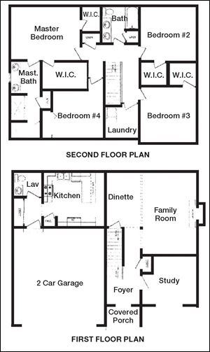These floor plans highlight the open design and generous room sizes.