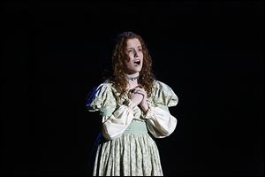 April Varner, in the role of  Fantine, sings ‘I Dreamed a Dream’ during Act I of St. Francis de Sales High School’s performance of  ‘Les Misérables’ in May at Lourdes University in Sylvania. 