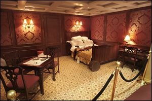 A stateroom from the ship is re-created as part of ‘Titanic: The Artifact Exhibition’ that goes on display next month at Imagination Station in downtown Toledo. Just 706 people from a passenger and crew list of 2,223 people survived the sinking of the ship in 1912.