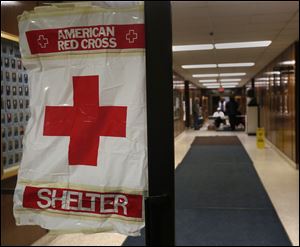 The American Red Cross staffs a warming shelter at UAW Local 12 in Toledo.