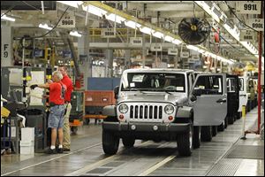 Chrysler Group said the Toledo Assembly Complex built 223,039 Jeep Wranglers in 2013, a 14 percent increase from 2012. It’s the only site that builds Wranglers.