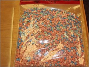 Seized during the stop in Hancock County's Liberty Township were these 2,421 Ecstasy pills, troopers said.