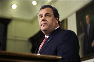 New Jersey Gov. Chris Christie speaks during a news conference at the Statehouse in Trenton, N.J. today.