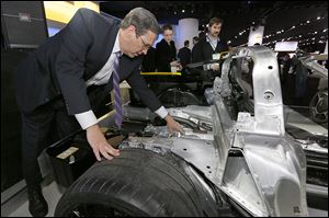 Bill Goodrich, assistant chief engineer of the eight-speed transmission program at General Motors, speaks about the new Toledo-made transmission used in the Corvette Z06 in Detroit.