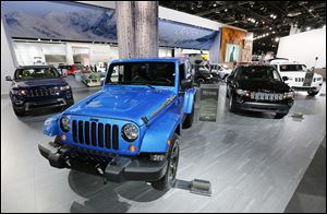 A Jeep Wrangler Polar Edition is displayed at the North American International Auto Show in Detroit. The vehicle is only built in Toledo.