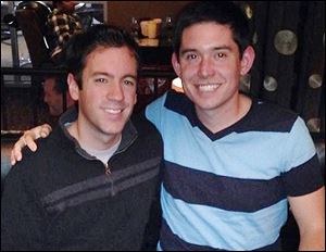 Brian Panetta, left, with his fiance, Nathan David, says he was forced to resign from his job as a music teacher at St. Mary Central Catholic High School in Sandusky because his engagement would be interpreted as an endorsement of gay marriage.