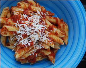 Penne with Baked Tomato Sauce.