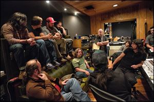 The Zac Brown band in studio with Musician David Grohl.