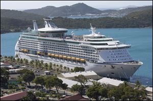 The Royal Caribbean International's Explorer of the Seas is docked at Charlotte Amalie Harbor in St. Thomas, U. S. Virgin Islands, Sunday.