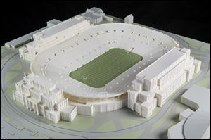 A model of The University of Notre Dame's new football stadium.