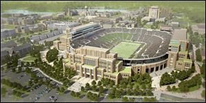Artist's rendering, provided by The University of Notre Dame, of the school's new football stadium.
