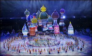 Artists perform during the opening ceremony of the 2014 Winter Olympics.