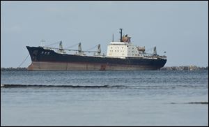 The North Korean-flagged cargo ship Chong Chon Gang sits in Sherman Bay near Colon City, Panama. 