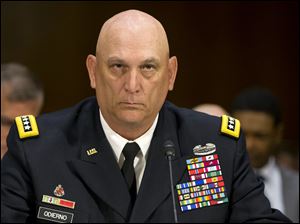Army Chief of Staff Ray Odierno testifying on Capitol Hill in Washington.