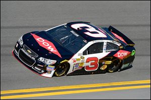 Austin Dillon drives through Turn 4 during qualifying. Dale Earnhardt drove the No. 3 car to six championships and 67 race victories, including the 1998 Daytona 500.