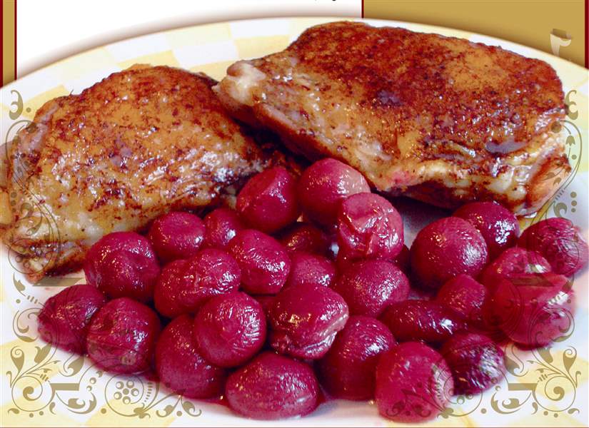 Pomegranate-glazed-chicken-thighs-with-roasted-red-grapes