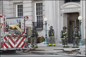 Emergency crews respond to a reported chemical leak at the Toledo Club.