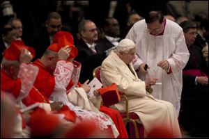 Benedict XVI has joined Pope Francis in a ceremony creating the cardinals who will elect their successor in an unprecedented blending of papacies past, present and future.