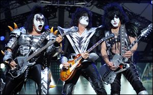 From left: bassist Gene Simmins , guitarist Tommy Thayer and singer Paul Stanley of Kiss.