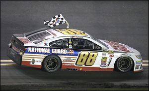Earnhardt led for the majority of the race. He was briefly challenged by Brad Keselowski and Denny Hamlin but still had a comfortable margin of victory.